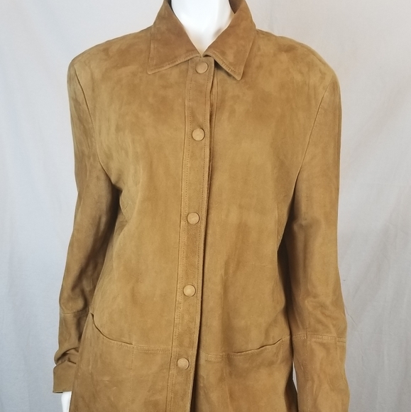 Escada Neiman Marcus Suede Jacket Mustard Brown - Picture 2 of 8